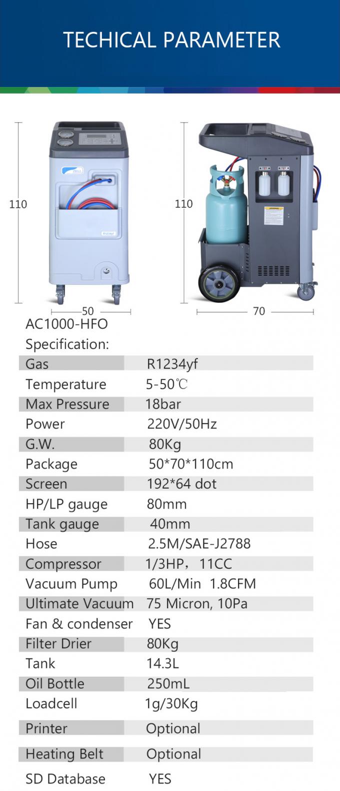 1.8CFM Auto AC Evac And Recharge Machine R1234yf Refrigerant Machines